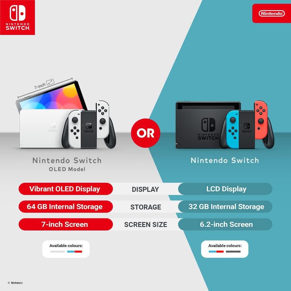 Nintendo Switch OLED Console 64GB - White, Nintendo Switch Consoles